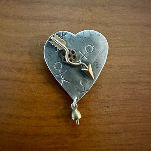 Signed Vintage Thomas Mann Heart and Arrow Pin